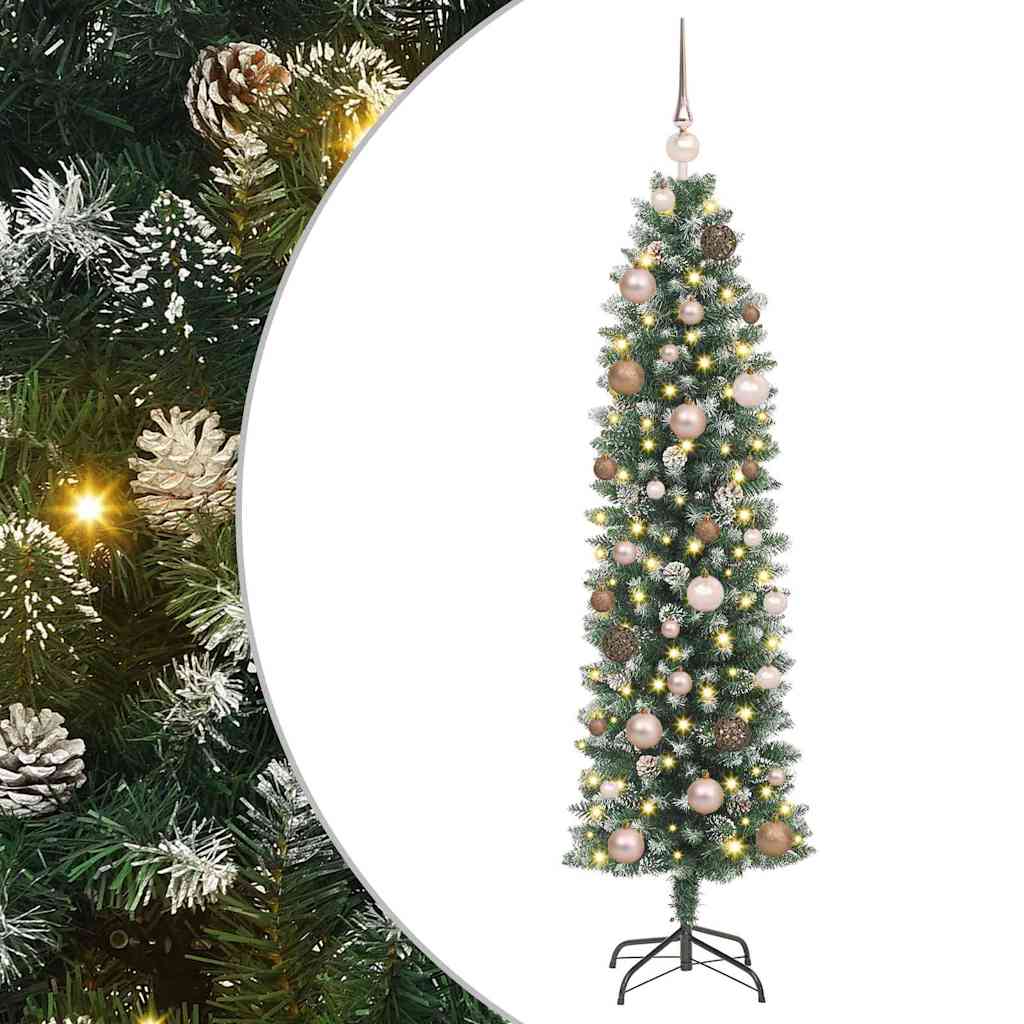 Artificial Slim Christmas Tree with 150 LEDs Green 150 cm